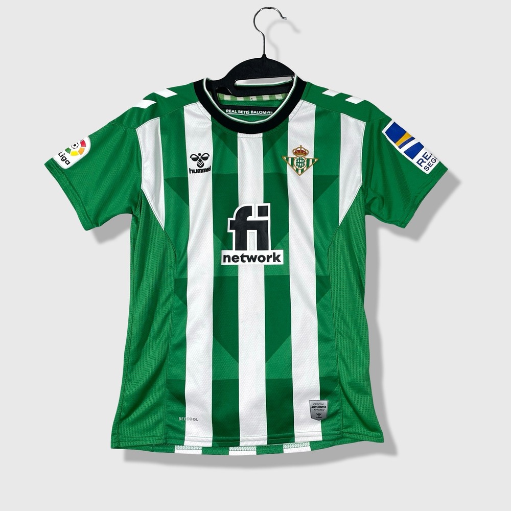 Hummel Real Betis Soccer Jersey Kids M 12Y Green White Striped Sportswear